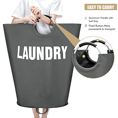 Maxsilan 160L XX-Large Laundry Basket Bag, Collapsible Hamper, Dark Grey - color: Dark Grey, size: 160L