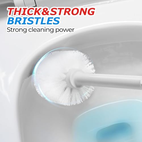 FORASTO 2Pack 2 in 1 Toilet Plunger and Brush Set,Extended Handle Plunger,Toilet Bowl Brush Plunger Set,Bathroom Cleaning Tools,Cleaning Brush,Toilet Brush Plunger Combo,Cream Grey（21inch） - color: Cream Grey, size: 2Pack