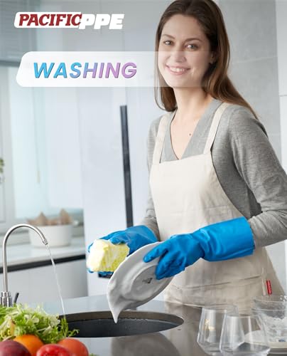 PACIFIC PPE 2 Pairs Cleaning Gloves, Cotton Liner, Purple+Blue, Medium - color: Purple+blue, size: Medium (Pack of 2)
