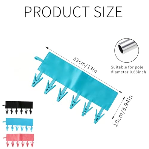 Mini Clothespins Travel Hangers 3-Pack: Foldable Portable Clothes Hangers w/ 6 Clips for Swimsuit, Towel & Sock Drying Rack - Cruise, Dorms, Travel (Black, Blue, Red) - color: Black, Blue, Red