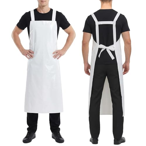 Molaxhome TPU Waterproof Apron Lightweight Oil-resistant Chef Apron - color: White