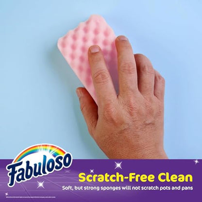 Fabuloso Scratch-Free Kitchen Dish Sponges Purple Cellulose Scrubber Sponge with Scouring Pad Dishes Pots Pans Counters and Sinks Tough on Messes 4.25 x 2.75 x 1.25 IN 4 Count 2 Pack Extended Supply - color: Purple, size: 4 Count (Pack of 2)