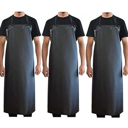 K Y KANGYUN 3 Pack Men's Black Waterproof Rubber Vinyl Work Apron- 43"x29" Heavy Duty Model,Best for Staying Dry When Dishwashing, Lab Work, Butcher, Dog Grooming, Cleaning Fish - color: Black-3 Pack