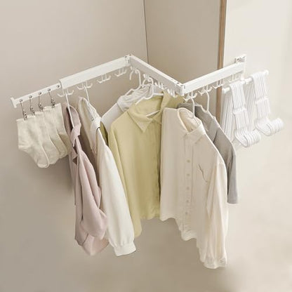 JOOM Aluminum Wall Mounted Clothes Drying Rack, 51-Inch Tri-Fold, White