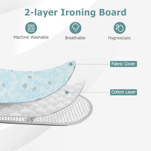GOFLAME Folding Ironing Board, Height Adjustable Ironing Board w/Iron Rest, Removable Cover, Sturdy Metal Frame, 48.5" x 15.5" Compact & Portable Ironing Board for Household (Turquoise) - color: Tu