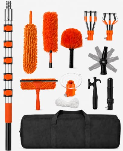 30 FT High Ceilings Duster Kit with Telescoping Extension Pole - color: Orange, size: 24 FT