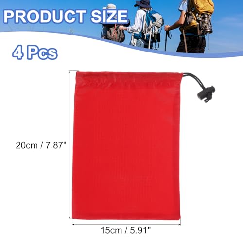 Drawstring Bag with Toggle, Stuff Sack String Waterproof Travel Storage Bags Cinch Stuff Pouch -Fitting for (Gym/Traveling/Hiking/Yoga/Office/Shoes) 6 x 8 & 4 Pack & Red - color: Red, size: 6 x 8"