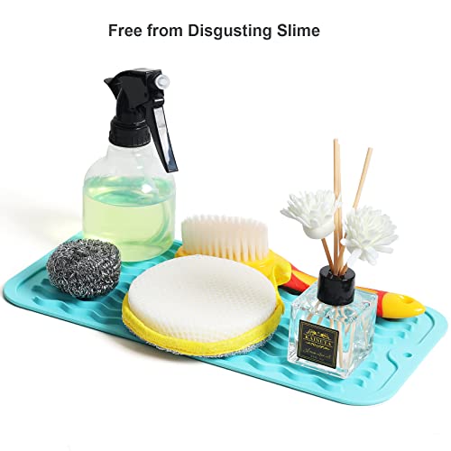 ZLR Small Silicone Drying Mat & Sink Caddy, 6"x12", Mint Green - color: Mint Green, size: 12" x 6"
