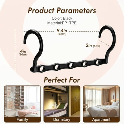 HOUSE DAY 10 Pack Space Saving Hangers, Black, Premium Smart Hanger - color: Black, size: 10 Pack