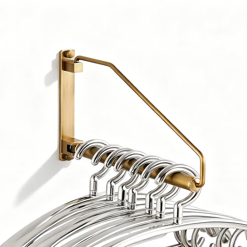 Folding Wall Mounted Clothes Hanger Rack Clothes Hook Solid Brass with Swing Arm Holder Clothing Hanging System Closet Storage Organizer Heavy Duty Drying Rack Wall Mount, Antique Brass - color: Antique Brass, size: Triangle