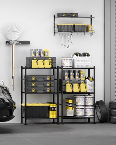 Sakugi 2-Pack Storage Shelves - 3-Tier Metal Wire Shelf Organizer, Slim Shelf Rack with Adjustable Feet for Laundry Room, Kitchen, Garage Organization, 18.2" x 12.3" x 30.4", Black - size: 18.2" x 12.3" x 30.4"