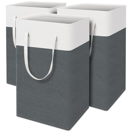 TasticTotes Laundry Basket 3 Pack, Laundry Hamper, 88L-Grey - color: Grey, size: 88L