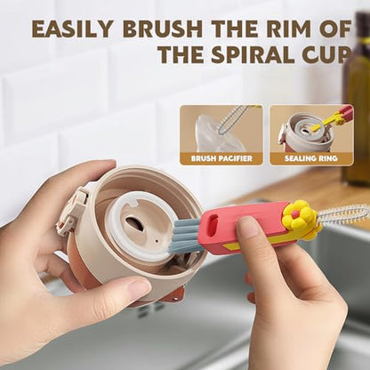 HRXFOZ 3 in 1 Multifunctional Cleaning Brush, Crevice Cleaner for Bottle Gap Tight Spaces, Portable Cup Lid Cleaner (6 PCS) - color: 6 Pcs
