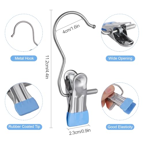 100PCS Space-Saving Clothespin Hat Pants Storage Hanging Travel Hook - color: Blue 100pcs