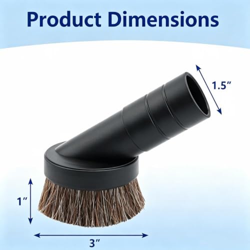 1 1/2 Inch Soft Horse Hair Vacuum Brush Attachment Compatible with ProTeam Backpack Vacuum -Replacement 3" Round Dust Brush for Vac Cleaner Parts # 100110