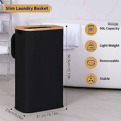 IEGrow Laundry Hamper with Lid,65L Laundry Basket with Mesh Bags,Black - color: Black, size: 65L