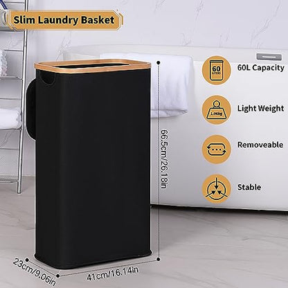 IEGrow Laundry Hamper with Lid,65L Laundry Basket with Mesh Bags,Black - color: Black, size: 65L