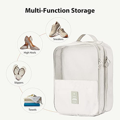 Shoe Bags for Travel,Shoe Bag Holds 3 Pair of Shoes,Shoe Storage Pouch for Travel and Daily Use,Shoe Organizer Travel Essentials for Packing in Suitcase,Waterproof - size: Grey