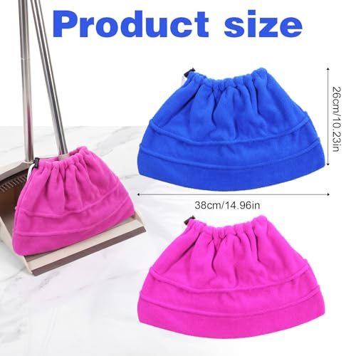 2 Pcs Mop Socks with Elastic Bands Washable Broom Cloth Cover Reusable Broom Pads Baseboard Cleaner Tool Multi-Purpose Mop Cloth Replacement for Baseboards, Cleaning Dust Cobwebs up High Heater