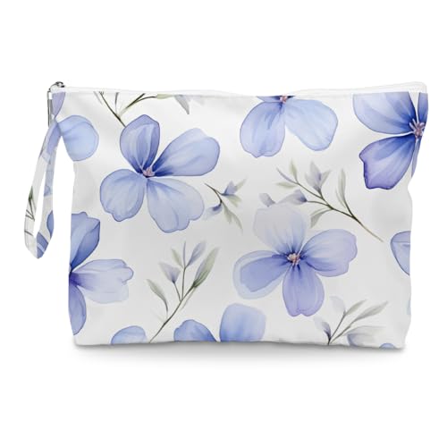 Fokongna Floral Print Wet Bag, Small Portable Waterproof Multi-Functional Organizer for Women, Blue Watercolor Floral, Ideal for Daily, Beach & Travel - color: Lavender Blue Watercolor Floral