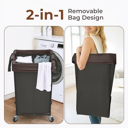 Rolling Laundry Basket with Wheels, 160L Rolling Laundry Hamper with Wheels - color: Black, size: 160L