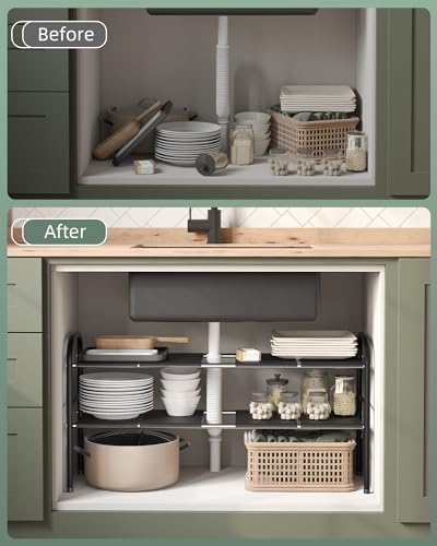Under Sink Organizers and Storage,Expandable under cabinet organizer Shelf - size: 8 Panels