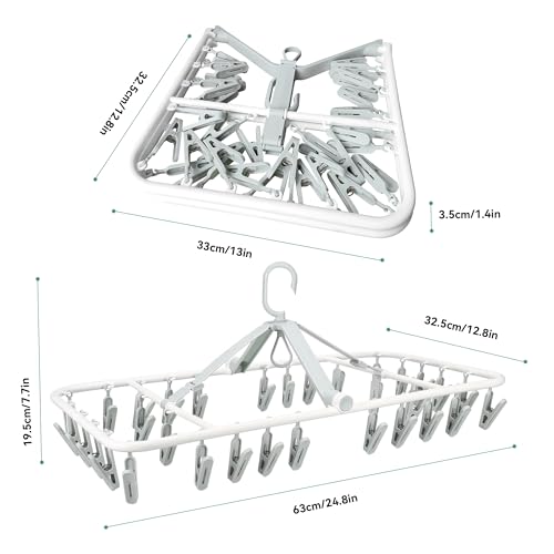 Plastic PP Drying Hanger, Anti-Rusty Drying Rack for Clothes, Socks, Lingeries, Delicates, Drying Hanger with 32 Clips for Baby Clothes, Towels - style: 32 Clips
