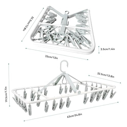 Plastic PP Drying Hanger, Anti-Rusty Drying Rack for Clothes, Socks, Lingeries, Delicates, Drying Hanger with 32 Clips for Baby Clothes, Towels - style: 32 Clips