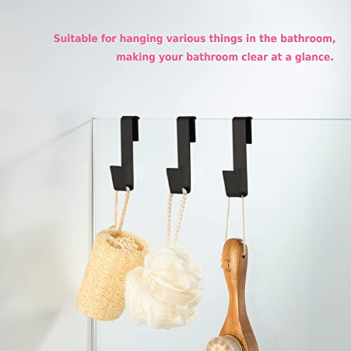 Towel Hook, Over Glass Door Hook for Bathroom, Suit for Frameless Glass Shower Door 0.39" (10 mm) Stainless Steel Matte Black, 3 Pack - color: Matte Black, size: Regular