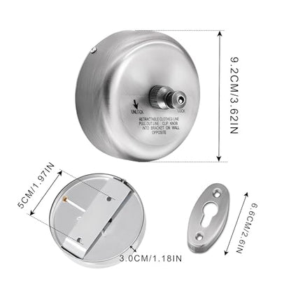 Retractable Clothesline, SUS304 Wall Mounted Clothes Line with 9.2FT Adjustable Nylon Cord for Shower, Bathroom, Laundry Room (Brushed Silver) - size: Brush Sliver