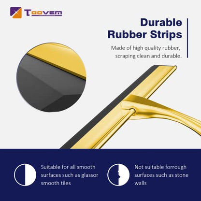 TOOVEM 14 Inch Shower Squeegee for Glass Doors, Window, Bathroom (Gold) - style: Gold 14 inch