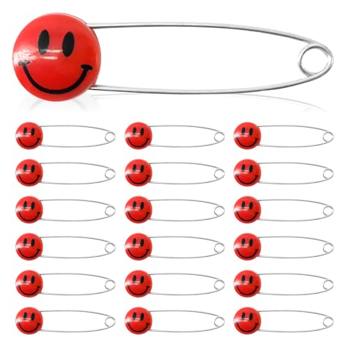 50 PCS Safety Pin 53mm/2.1in Baby Diaper Pins for Cloth Plastic Head Baby Pin for Diapers Stainless Steel Cloth Pins with Locking Closures Nappy Pins for Crafts（XL/Red） - color: Red