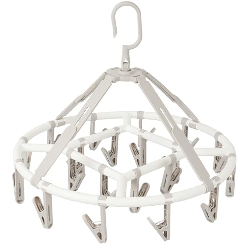 Foshine Clothes Drying Racks Foldable Clip Hangers with 20 Drying Clips - color: Light Grey-circle