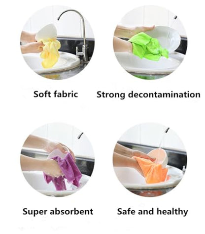 Rubber Cleaning Gloves Kitchen Dishwashing Glove 2-Pairs And Cleaning Cloth 2-Pack,Waterproof Reuseable.(Medium) - size: Medium