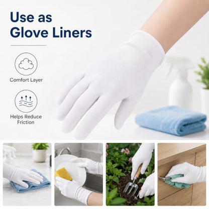 12 Pairs White Cloth Gloves, Soft Breathable Stretch Gloves for Jewelry, Coin Handling, Inspection, Photography, Serving, Costume, and Light Work,L size