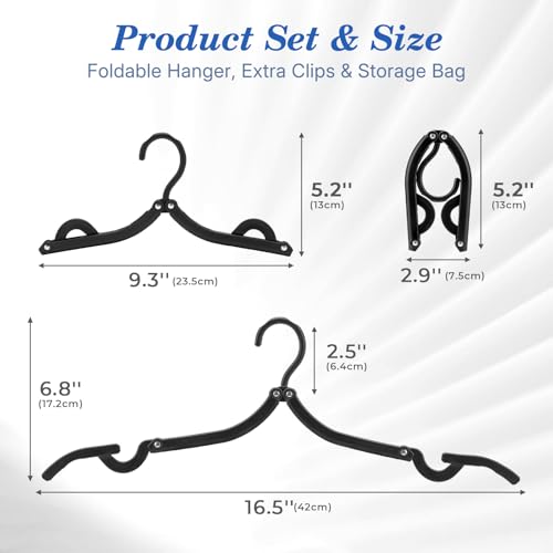 HOUSE DAY Black Travel Hangers 10 Pack, Foldable Hangers for Cruises - color: Black, size: 10 Pack