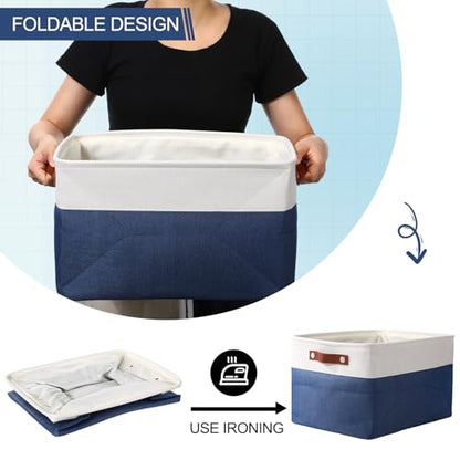 Uiifan 16 x 12 x 10 Inch 8 Pack Fabric Storage Baskets with Handles, Blue - color: Blue, size: 16 x 12 x 10 Inch