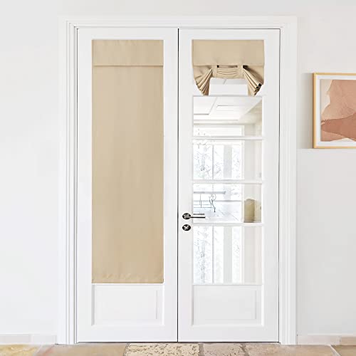 NICETOWN Biscotti Beige Blackout French Door Curtain Window Cover - color: Biscotti Beige, size: 26"W x 72"L (Pack of 1)