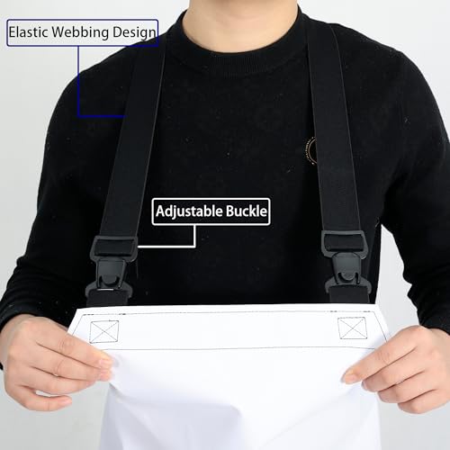Heavy Duty Waterproof Apron,PVC, Adjustable Cross Strap,Chemical Resistant, for Butchering, Dishwashing, Food Factory - color: White