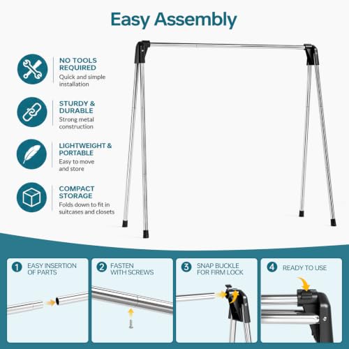 TOOLF 55 Inch Stainless Steel Collapsible Clothes Drying Rack - size: 55 inch new