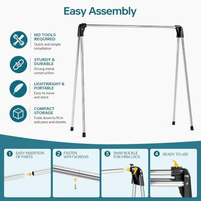 TOOLF 55 Inch Stainless Steel Collapsible Clothes Drying Rack - size: 55 inch new