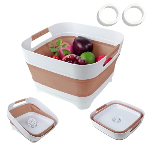 GIMWA 2.6 Gal Collapsible Baby Bottle Wash Basin with Drain Plug - color: Brown