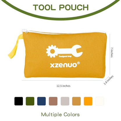Small Tool Bag with Zipper,16oz 12 inch Tool Pouches - color: Orange