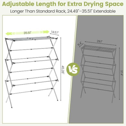 APEXCHASER Stainless Steel Clothes Drying Rack, 45.28" H × 14.57" D - color: Silver, size: Large