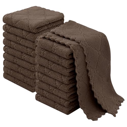 Homaxy Super Soft 18 Pack Coral Velvet Dish Cloths, 7" x 9", Brown - color: Brown, size: 7 x 9 inch- 18 Pack