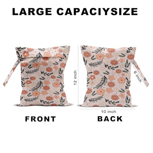 2 Pcs Floral Print Wet Bags, Wet Dry Bag Reusable for Swimsuit, Makeup Bag - color: Multicolor 1488