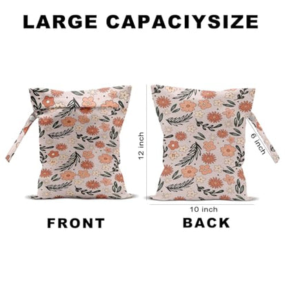 2 Pcs Floral Print Wet Bags, Wet Dry Bag Reusable for Swimsuit, Makeup Bag - color: Multicolor 1488