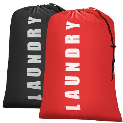Isink Laundry Bag, 2 Pack Travel Laundry Bags for Dirty Clothes, Large Laundry Bags for Camping & Traveling, Dirty Clothes Travel Bag, 24" x 36" (Black + Red) - color: Laundry Bags (Black + Red)