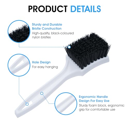 Nanoskin Stiff Scrub Brushes for Carpets & Floor Mats, Black, 3-Pack - color: Black and White, size: 8.5 Inch (Pack of 3)