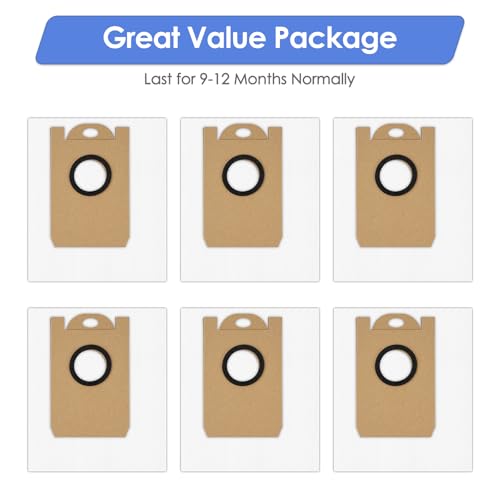 (6 Pack) T20+ Replacement Dust Bags Compatible With Airrobo T20+ Robotic Vacuum Cleaner, Accessories Kit, Large Capacity, Vacuum Bags - color: T20+ Dust Bags(6 Pieces)